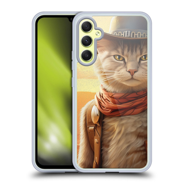 Michael David Ward Animals Kitty Cowboy Soft Gel Case for Samsung Galaxy A34 5G