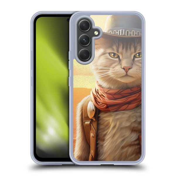 Michael David Ward Animals Kitty Cowboy Soft Gel Case for Samsung Galaxy A54 5G