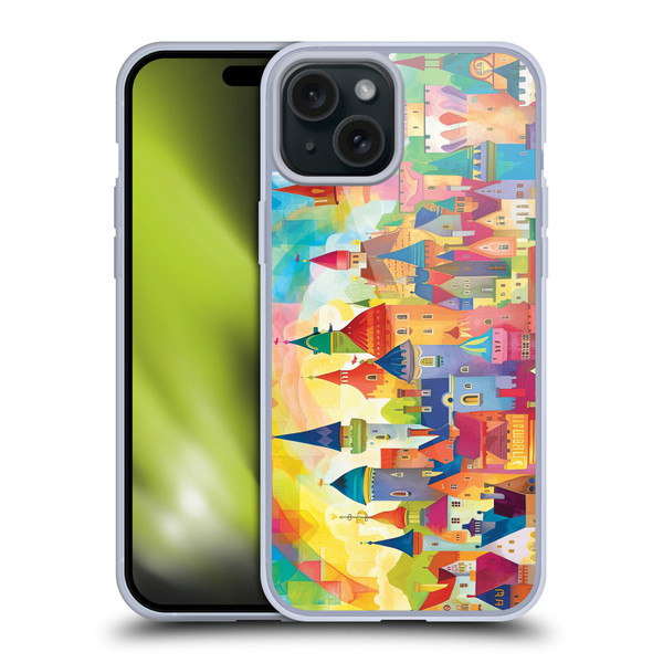 Michael David Ward Fantasy & Whimsical Fairy Tale Castles Soft Gel Case for Apple iPhone 15 Plus