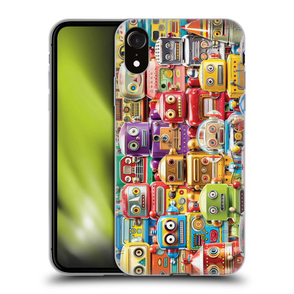 Michael David Ward Fantasy & Whimsical Toy Robots Soft Gel Case for Apple iPhone XR