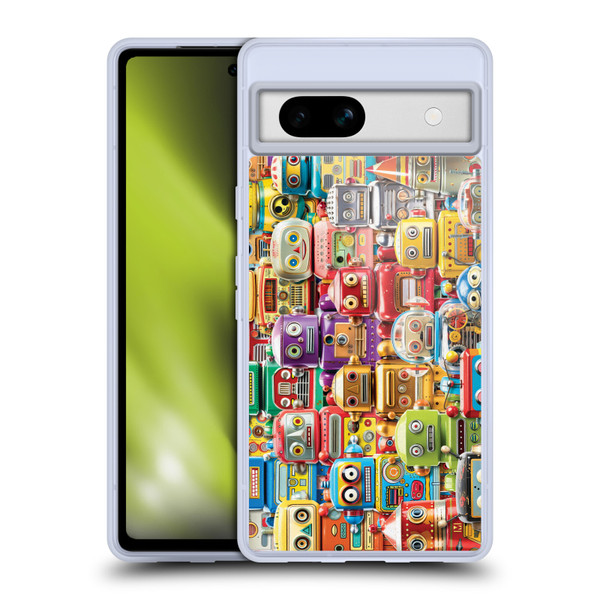 Michael David Ward Fantasy & Whimsical Toy Robots Soft Gel Case for Google Pixel 7a