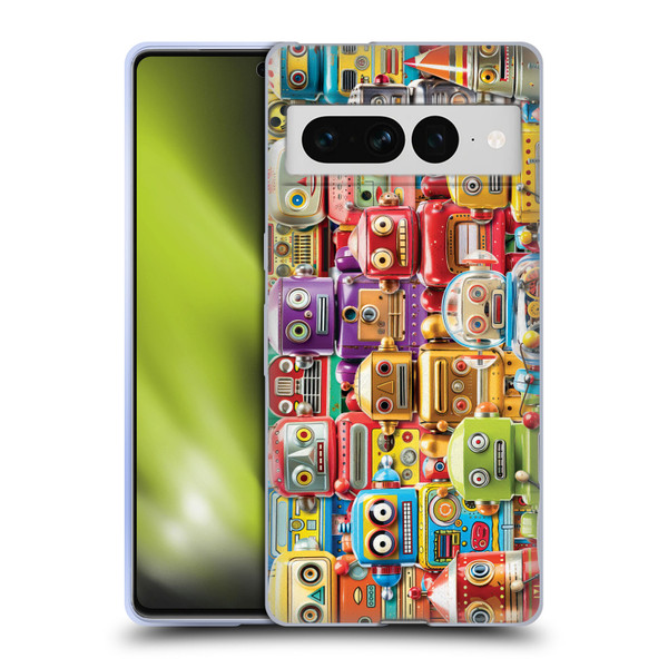 Michael David Ward Fantasy & Whimsical Toy Robots Soft Gel Case for Google Pixel 7 Pro