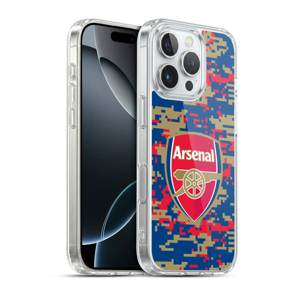 Arsenal FC Crest Patterns Digital Camouflage Soft Gel Case for Apple iPhone 16 Pro & MagSafe