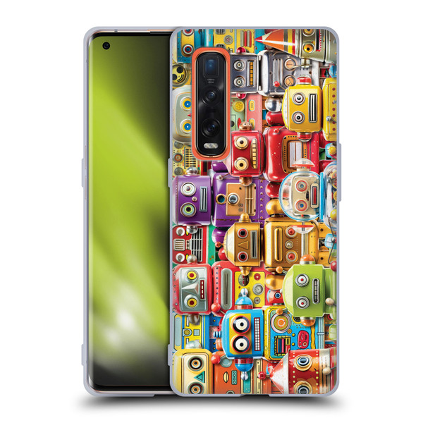 Michael David Ward Fantasy & Whimsical Toy Robots Soft Gel Case for OPPO Find X2 Pro 5G
