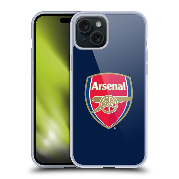 Arsenal FC Crest 2 Full Colour Blue Soft Gel Case for Apple iPhone 15 Plus