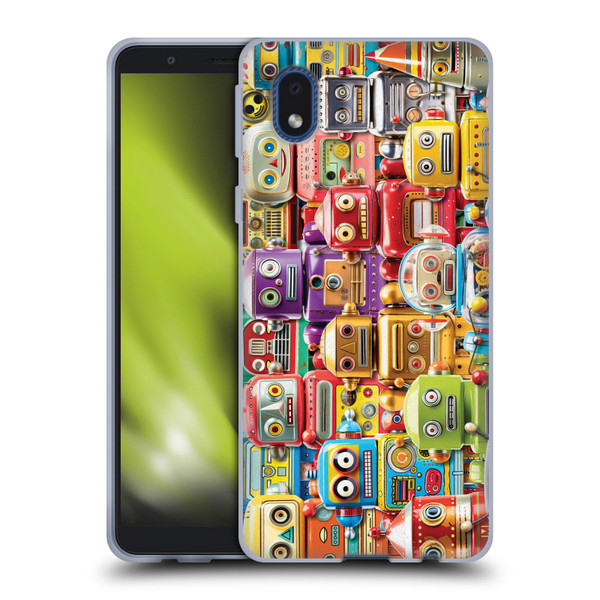 Michael David Ward Fantasy & Whimsical Toy Robots Soft Gel Case for Samsung Galaxy A01 Core (2020)