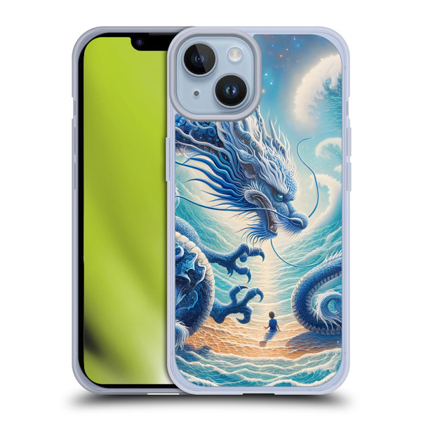 Shambhala Light Visionary Art Ethereal Graphics Blue Dragon Wave Soft Gel Case for Apple iPhone 14