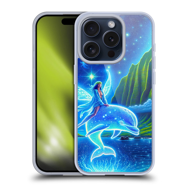 Shambhala Light Visionary Art Ethereal Graphics Dolphins In Dreams Soft Gel Case for Apple iPhone 15 Pro