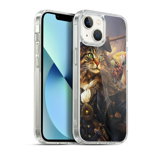 Michael David Ward Humor & Botanicals Captain Cat Soft Gel Case for Apple iPhone 13