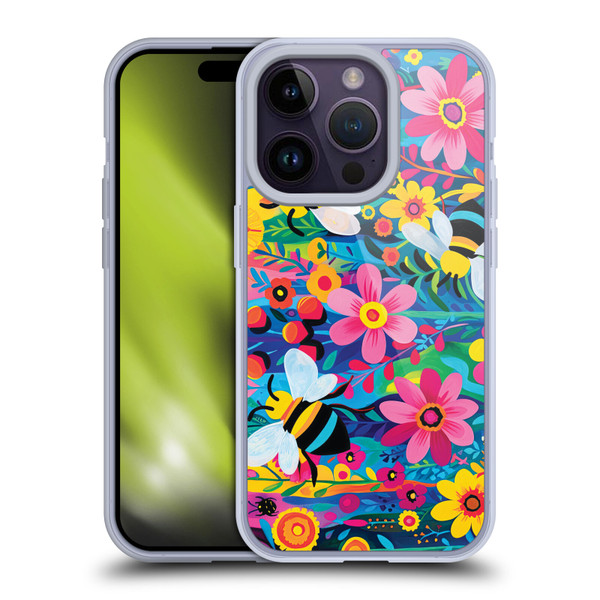 Michael David Ward Humor & Botanicals Bees and Flowers Soft Gel Case for Apple iPhone 14 Pro