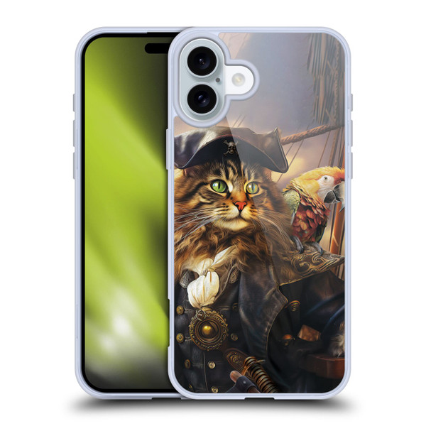 Michael David Ward Humor & Botanicals Captain Cat Soft Gel Case for Apple iPhone 16 Plus