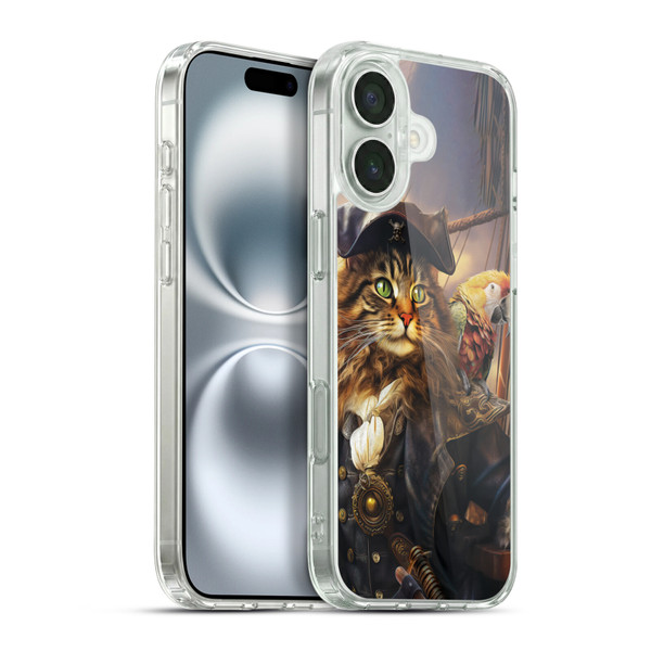 Michael David Ward Humor & Botanicals Captain Cat Soft Gel Case for Apple iPhone 16 Plus & MagSafe
