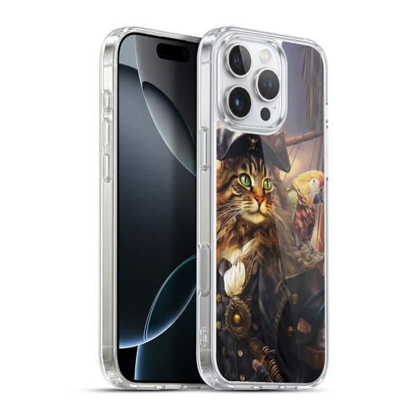 Michael David Ward Humor & Botanicals Captain Cat Soft Gel Case for Apple iPhone 16 Pro Max & MagSafe