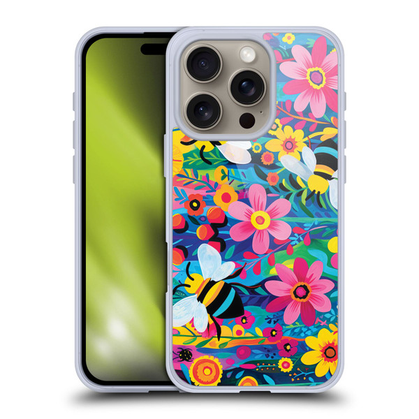 Michael David Ward Humor & Botanicals Bees and Flowers Soft Gel Case for Apple iPhone 16 Pro