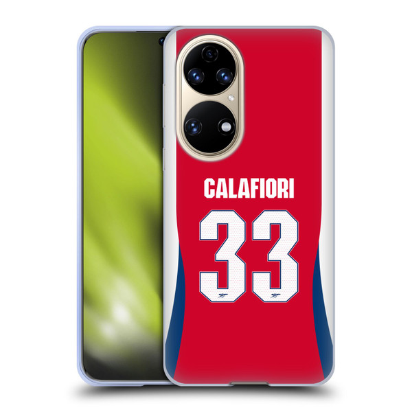 Arsenal FC 2024/25 Players Home Kit Riccardo Calafiori Soft Gel Case for Huawei P50
