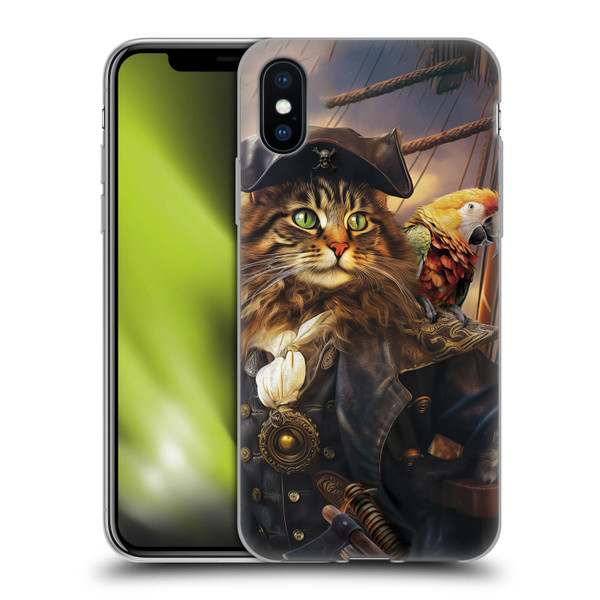 Michael David Ward Humor & Botanicals Captain Cat Soft Gel Case for Apple iPhone X / iPhone XS