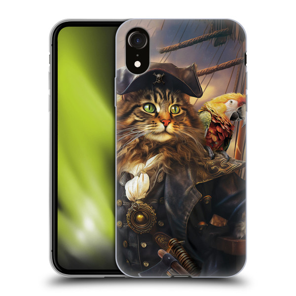Michael David Ward Humor & Botanicals Captain Cat Soft Gel Case for Apple iPhone XR