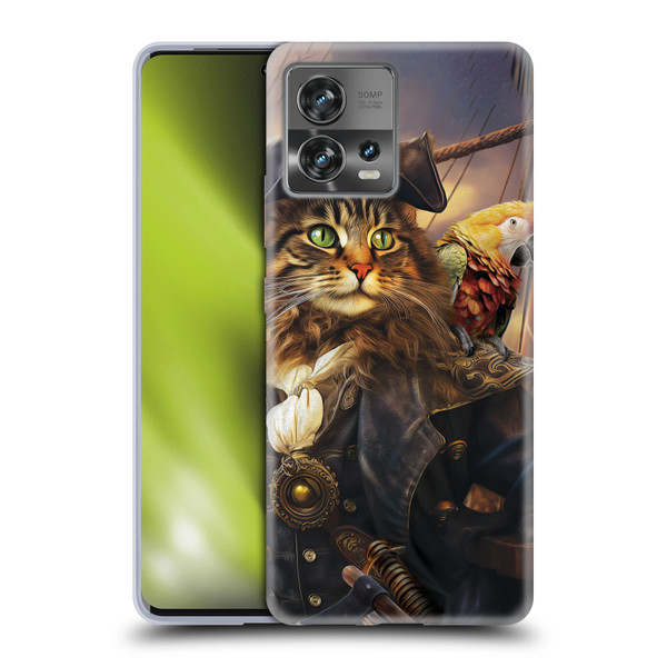 Michael David Ward Humor & Botanicals Captain Cat Soft Gel Case for Motorola Moto Edge 30 Fusion