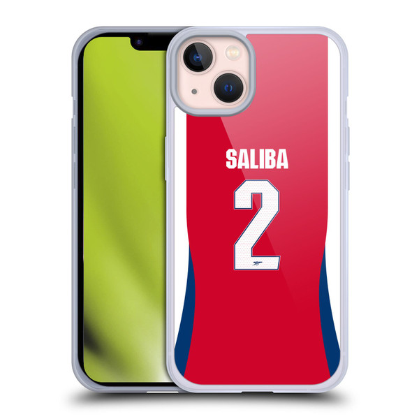 Arsenal FC 2024/25 Players Home Kit William Saliba Soft Gel Case for Apple iPhone 13
