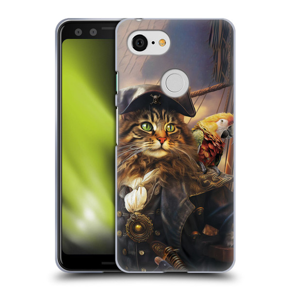 Michael David Ward Humor & Botanicals Captain Cat Soft Gel Case for Google Pixel 3