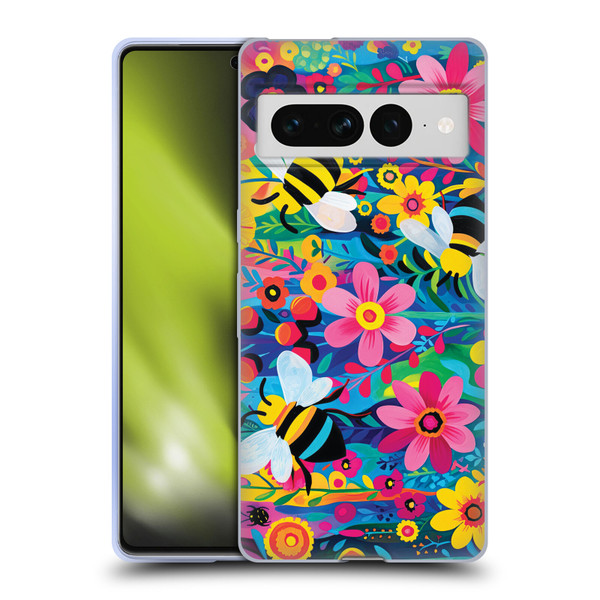 Michael David Ward Humor & Botanicals Bees and Flowers Soft Gel Case for Google Pixel 7 Pro