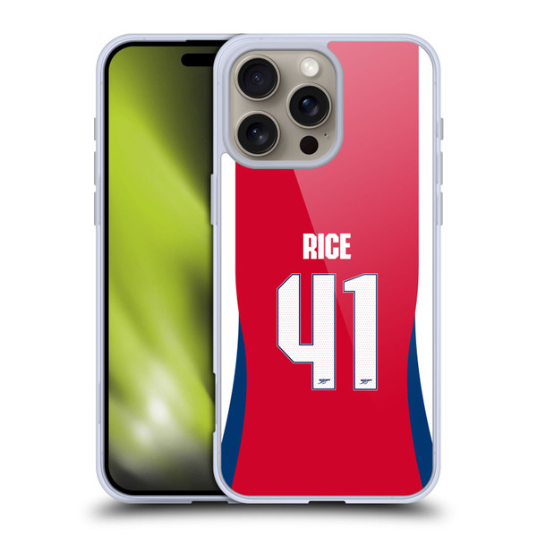 Arsenal FC 2024/25 Players Home Kit Declan Rice Soft Gel Case for Apple iPhone 16 Pro Max