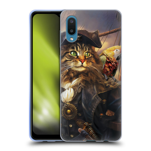 Michael David Ward Humor & Botanicals Captain Cat Soft Gel Case for Samsung Galaxy A02/M02 (2021)