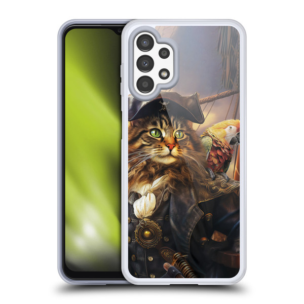 Michael David Ward Humor & Botanicals Captain Cat Soft Gel Case for Samsung Galaxy A13 (2022)