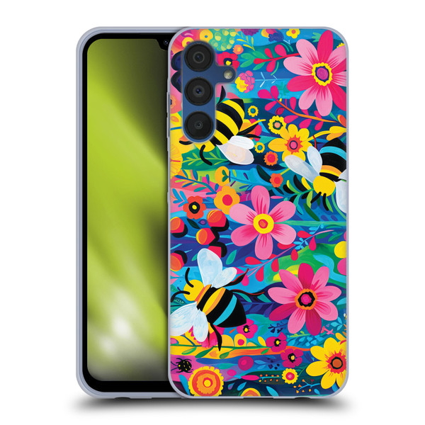 Michael David Ward Humor & Botanicals Bees and Flowers Soft Gel Case for Samsung Galaxy A15