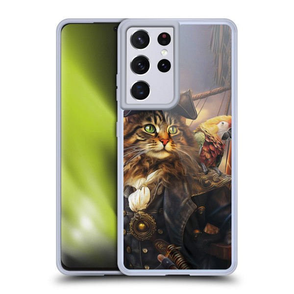 Michael David Ward Humor & Botanicals Captain Cat Soft Gel Case for Samsung Galaxy S21 Ultra 5G