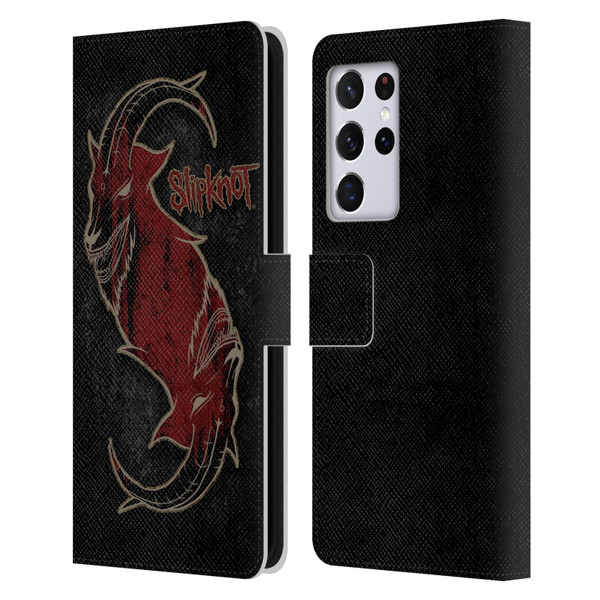 Slipknot Key Art Red Goat Leather Book Wallet Case Cover For Samsung Galaxy S21 Ultra 5G