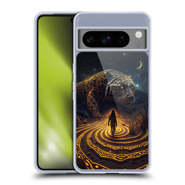 Shambhala Light Visionary Art Ethereal Graphics Big Cat Glow Soft Gel Case for Google Pixel 8 Pro