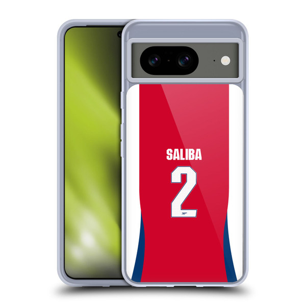 Arsenal FC 2024/25 Players Home Kit William Saliba Soft Gel Case for Google Pixel 8
