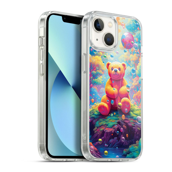 Michael David Ward Psychedelic Art Teddy Bear In Wonderland Soft Gel Case for Apple iPhone 13