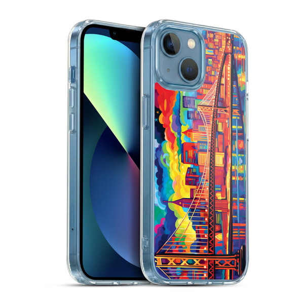 Michael David Ward Psychedelic Art Midnight In San Francisco Soft Gel Case for Apple iPhone 13 Mini & MagSafe