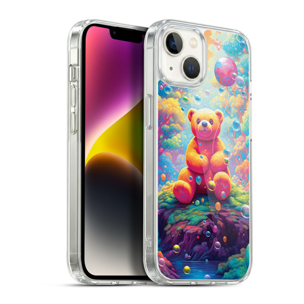 Michael David Ward Psychedelic Art Teddy Bear In Wonderland Soft Gel Case for Apple iPhone 14 Plus & MagSafe