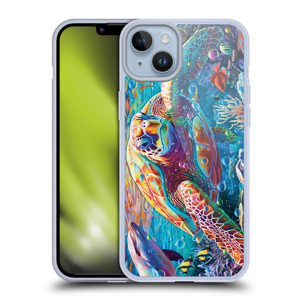 Michael David Ward Psychedelic Art Turtle Magic Soft Gel Case for Apple iPhone 14 Plus