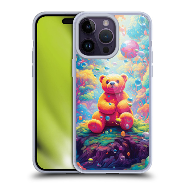 Michael David Ward Psychedelic Art Teddy Bear In Wonderland Soft Gel Case for Apple iPhone 14 Pro Max