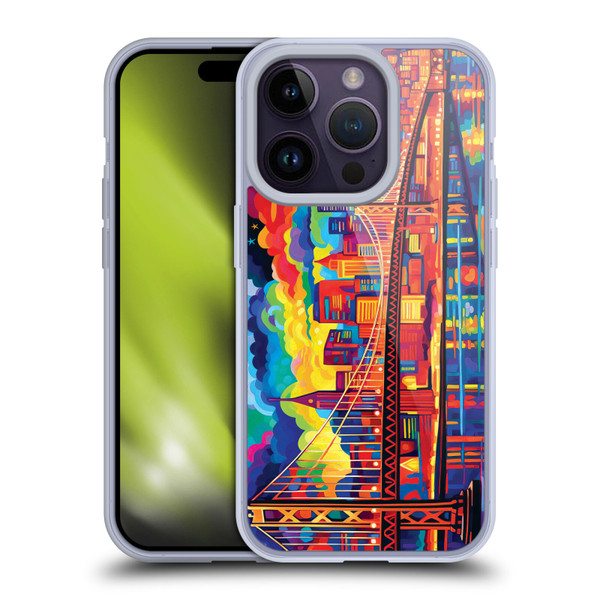 Michael David Ward Psychedelic Art Midnight In San Francisco Soft Gel Case for Apple iPhone 14 Pro