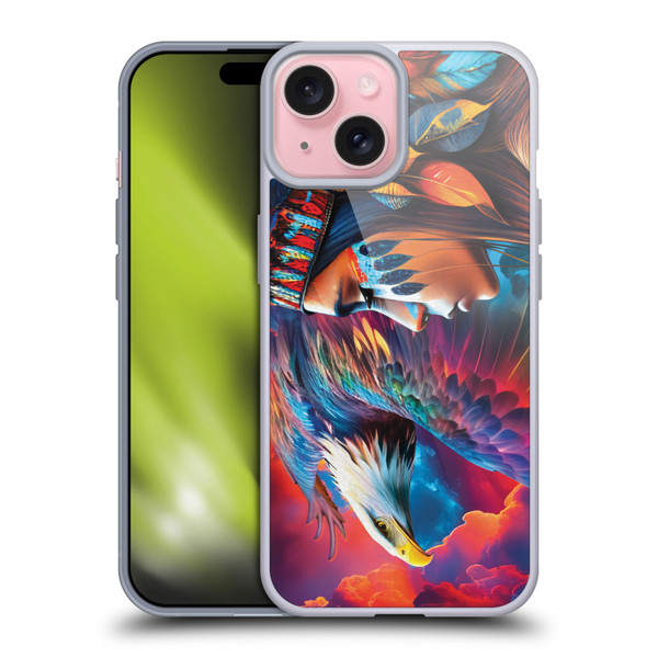 Michael David Ward Psychedelic Art Eagle Soft Gel Case for Apple iPhone 15