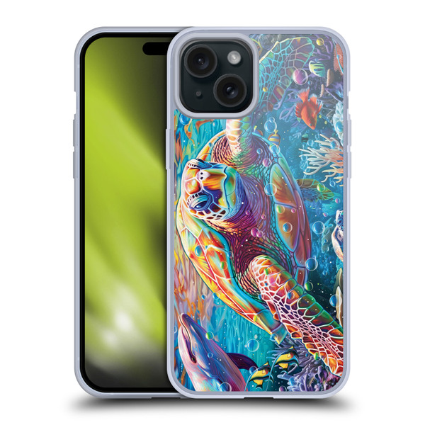 Michael David Ward Psychedelic Art Turtle Magic Soft Gel Case for Apple iPhone 15 Plus