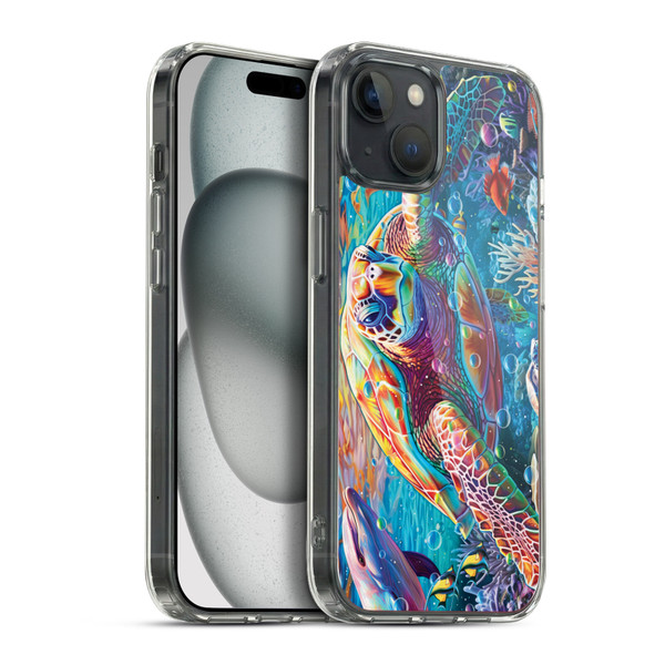 Michael David Ward Psychedelic Art Turtle Magic Soft Gel Case for Apple iPhone 15 Plus & MagSafe
