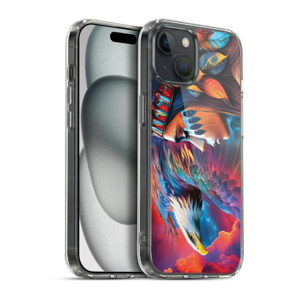 Michael David Ward Psychedelic Art Eagle Soft Gel Case for Apple iPhone 15 Plus & MagSafe