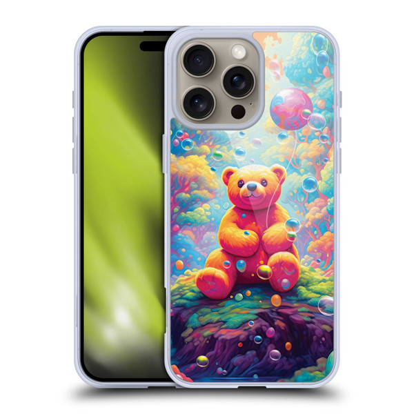 Michael David Ward Psychedelic Art Teddy Bear In Wonderland Soft Gel Case for Apple iPhone 16 Pro Max