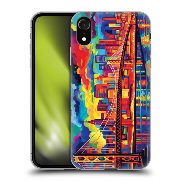 Michael David Ward Psychedelic Art Midnight In San Francisco Soft Gel Case for Apple iPhone XR