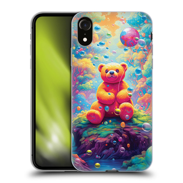 Michael David Ward Psychedelic Art Teddy Bear In Wonderland Soft Gel Case for Apple iPhone XR