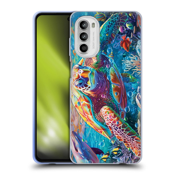 Michael David Ward Psychedelic Art Turtle Magic Soft Gel Case for Motorola Moto G52