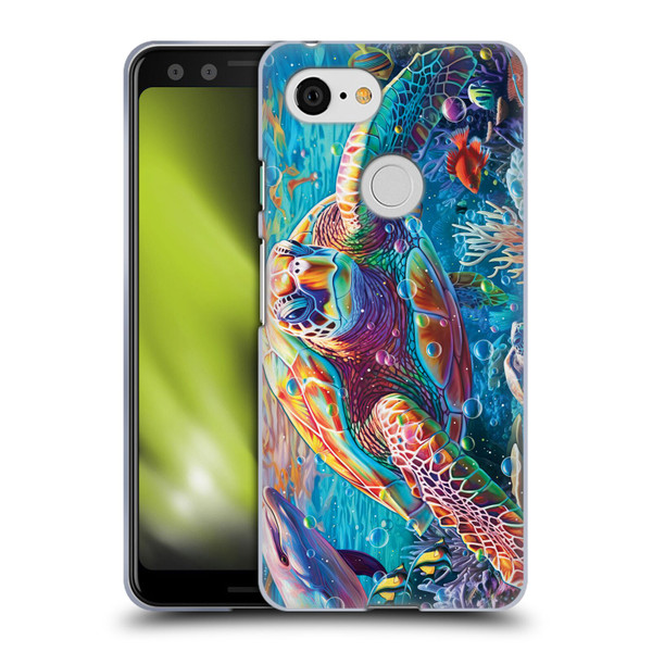 Michael David Ward Psychedelic Art Turtle Magic Soft Gel Case for Google Pixel 3