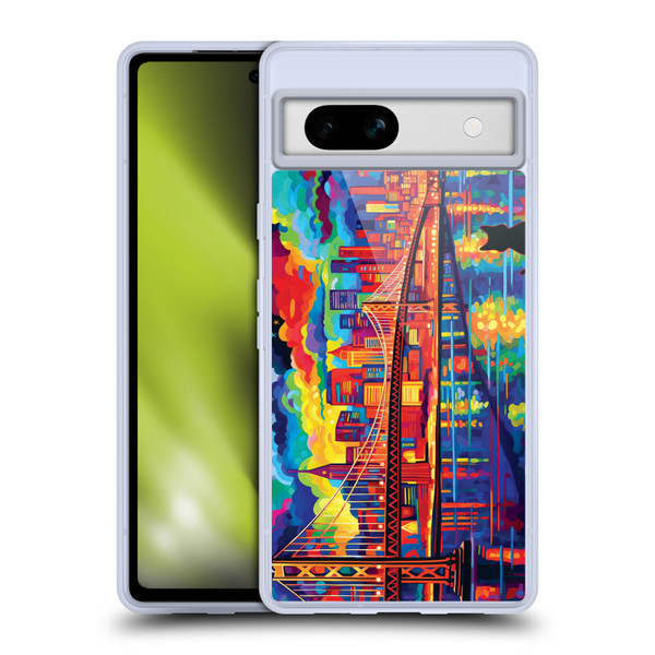 Michael David Ward Psychedelic Art Midnight In San Francisco Soft Gel Case for Google Pixel 7a