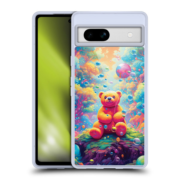 Michael David Ward Psychedelic Art Teddy Bear In Wonderland Soft Gel Case for Google Pixel 7a